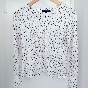 Banana Republic Black and White Long-Sleeved Peplum Top